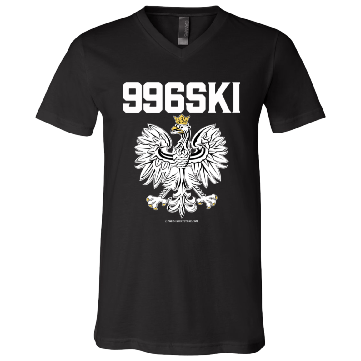 996SKI Apparel CustomCat 3005 Unisex Jersey SS V-Neck T-Shirt Black X-Small