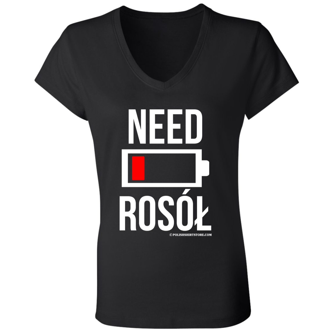 Need Rosol Battery Low Apparel CustomCat B6005 Ladies' Jersey V-Neck T-Shirt Black S