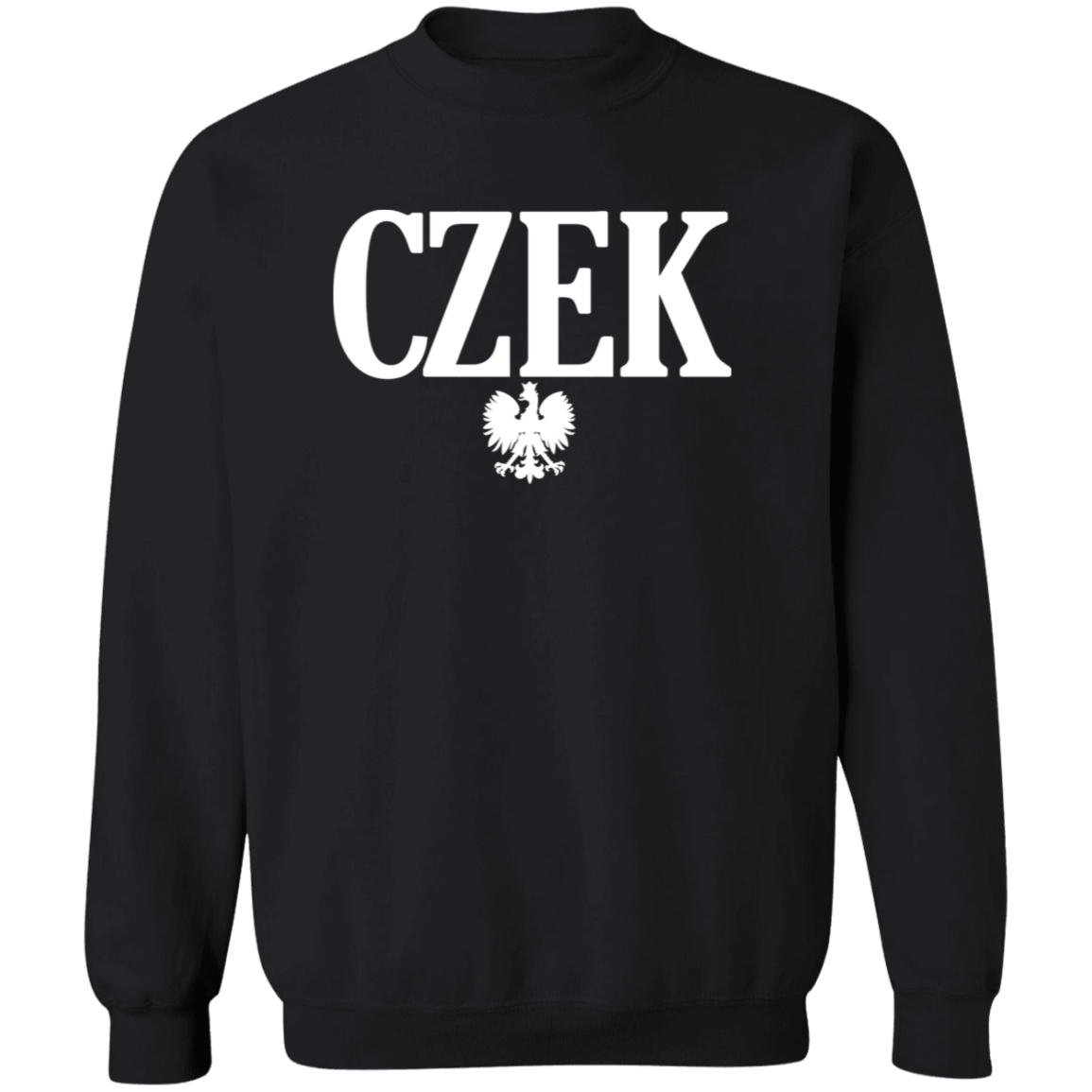 CZEK Polish Surname Ending Apparel CustomCat G180 Crewneck Pullover Sweatshirt Black S