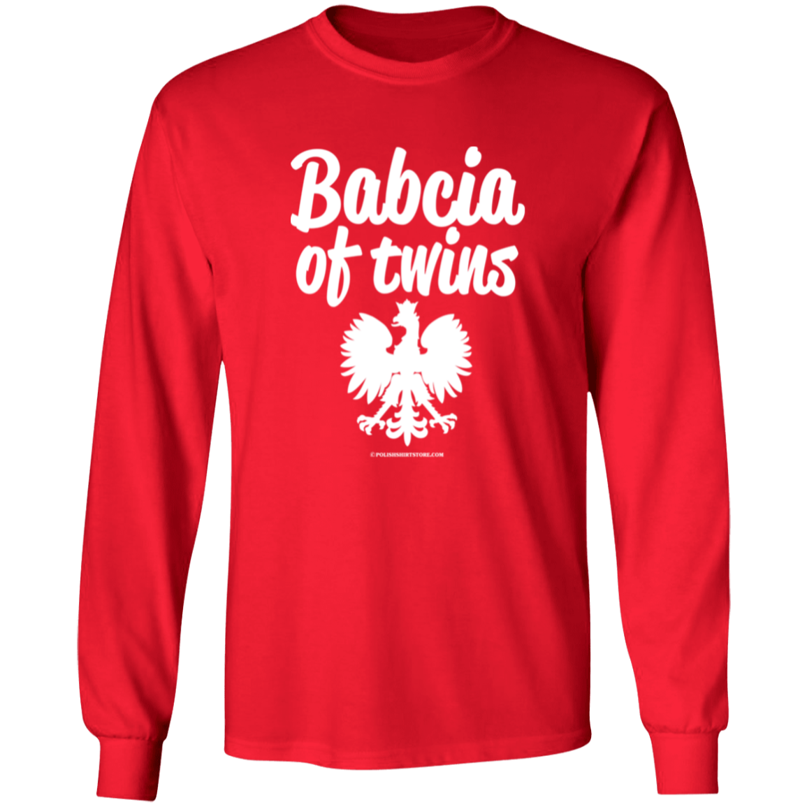 Babcia Of Twins Apparel CustomCat G540 LS T-Shirt Red S