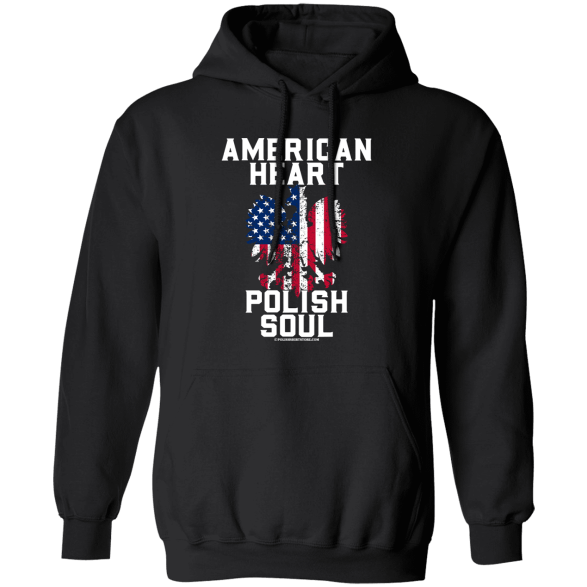 American Heart Polish Soul Apparel CustomCat G185 Pullover Hoodie Black S