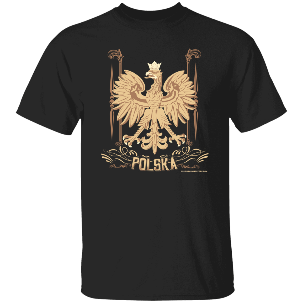 Polska Gold Polish Eagle Apparel CustomCat G500 5.3 oz. T-Shirt Black S