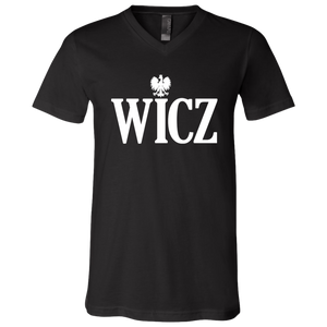 WICZ Polish Surname Ending - 3005 Unisex Jersey SS V-Neck T-Shirt / Black / X-Small - Polish Shirt Store