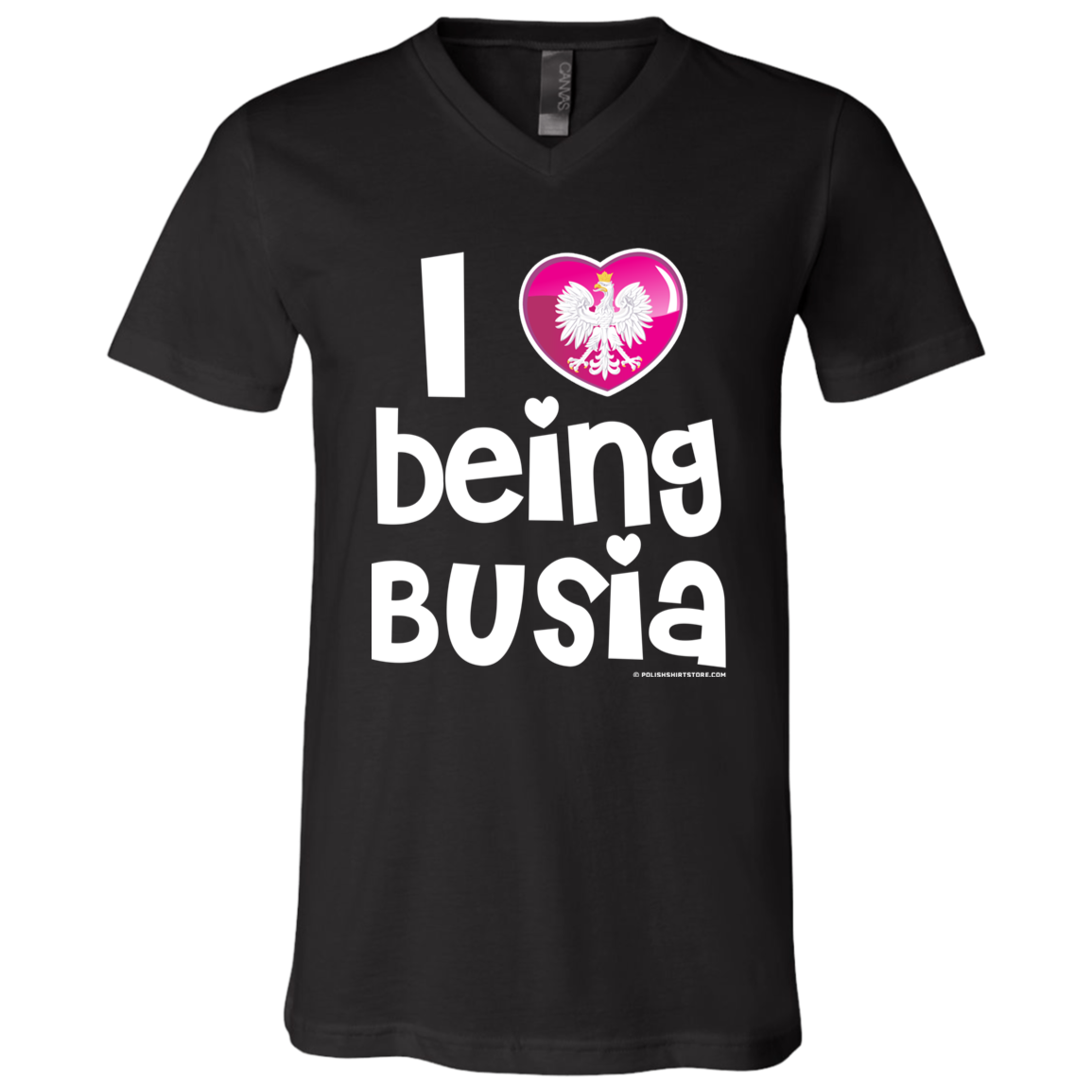 I Love Being Busia Apparel CustomCat 3005 Unisex Jersey SS V-Neck T-Shirt Black X-Small