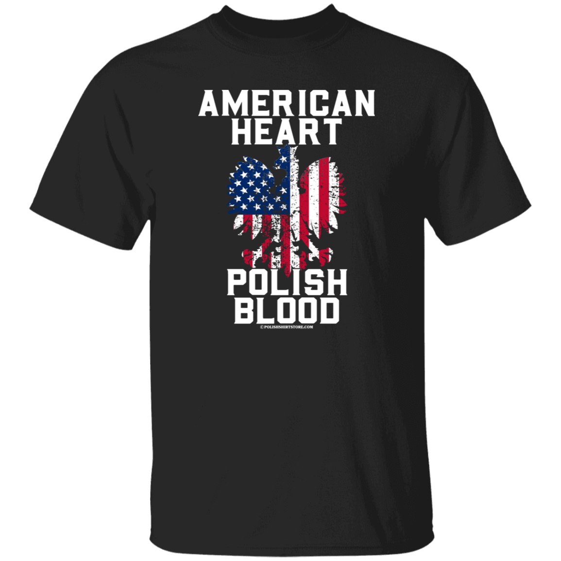 American Heart Polish Blood Apparel CustomCat G500 5.3 oz. T-Shirt Black S