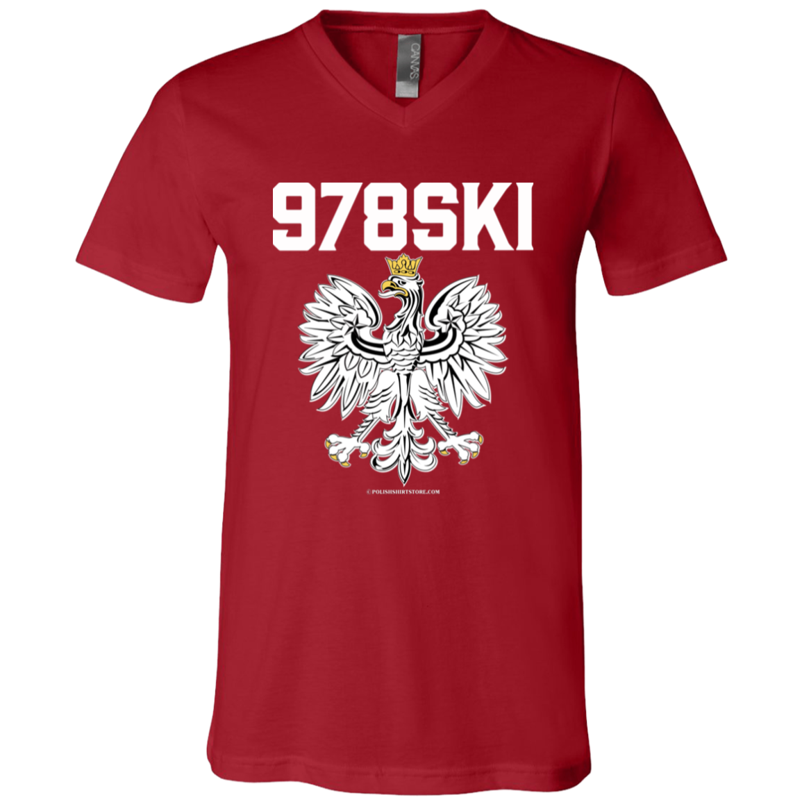 978SKI Apparel CustomCat 3005 Unisex Jersey SS V-Neck T-Shirt Canvas Red X-Small