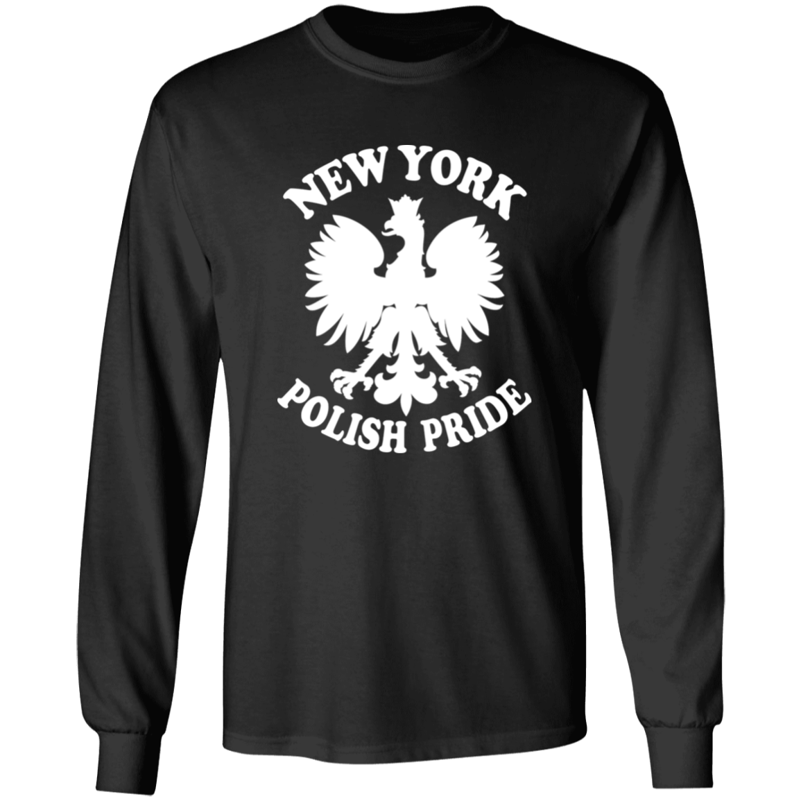 New York  Polish Pride Apparel CustomCat G540 LS T-Shirt Black S