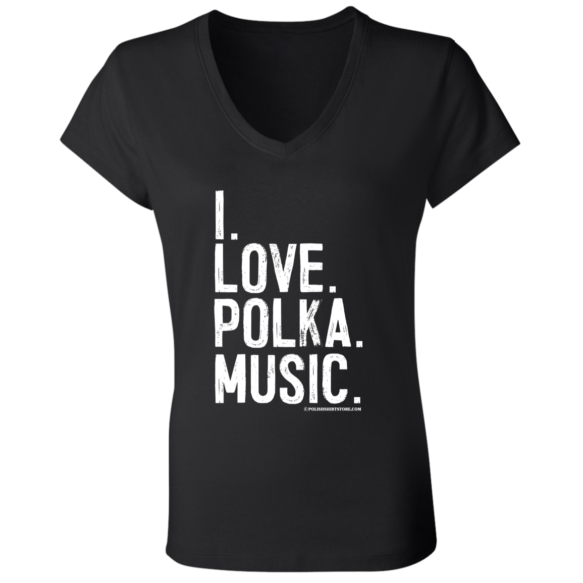 I Love Polka Music Apparel CustomCat B6005 Ladies' Jersey V-Neck T-Shirt Black S