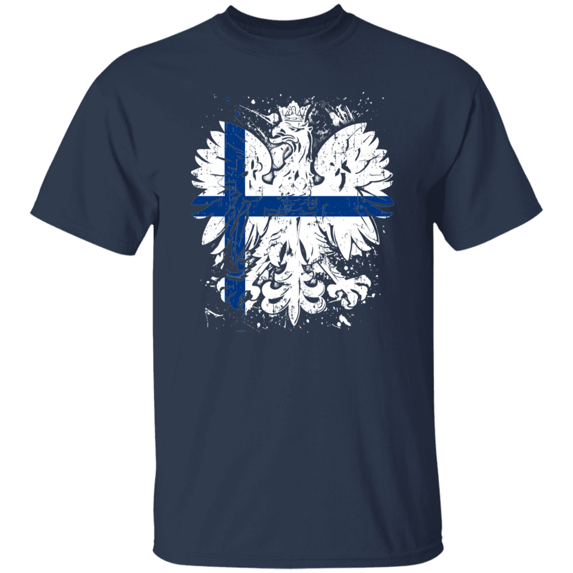 Polish Finnish Heritage T-Shirts CustomCat Navy S 