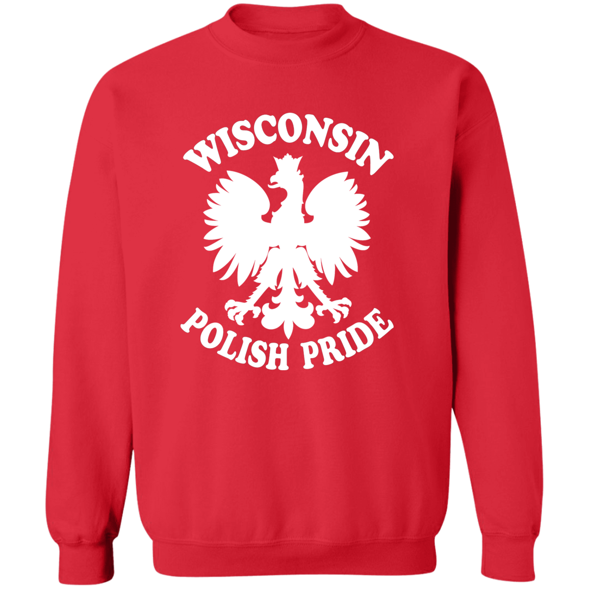 Wisconsin Polish Pride Apparel CustomCat G180 Crewneck Pullover Sweatshirt Red S