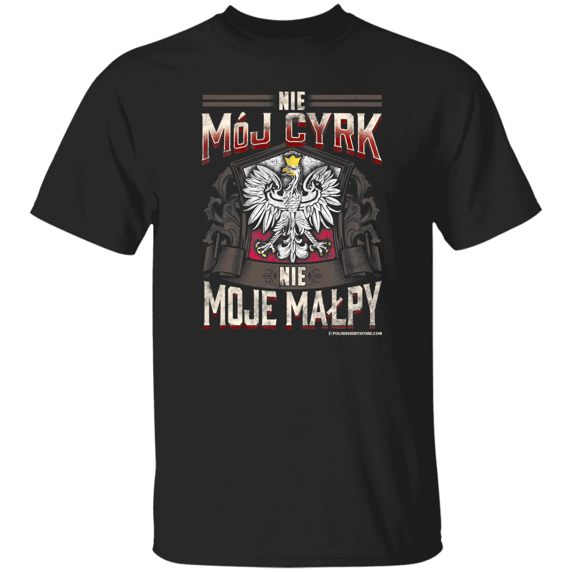 Nie Moj Cyrk Nie Moje Malpy Apparel CustomCat G500 5.3 oz. T-Shirt Black S