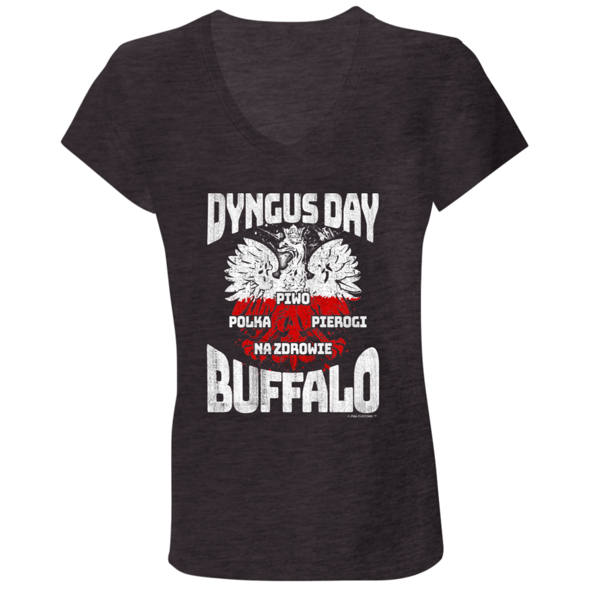 Dyngus Day Buffalo New York Apparel CustomCat B6005 Ladies' Jersey V-Neck T-Shirt Dark Grey Heather S