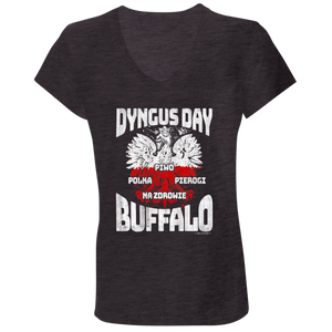 Dyngus Day Buffalo New York - B6005 Ladies' Jersey V-Neck T-Shirt / Dark Grey Heather / S - Polish Shirt Store
