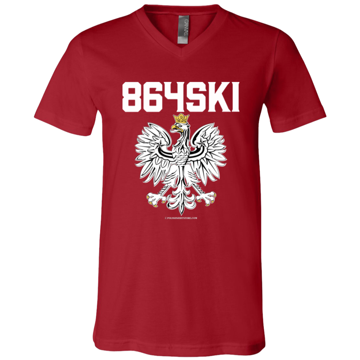 864SKI Apparel CustomCat 3005 Unisex Jersey SS V-Neck T-Shirt Canvas Red X-Small