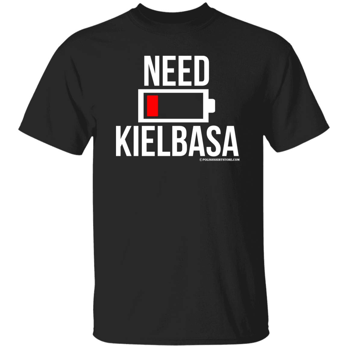Need Kielbasa Battery Low Apparel CustomCat G500 5.3 oz. T-Shirt Black S