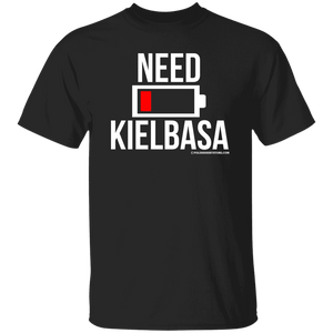 Need Kielbasa Battery Low - G500 5.3 oz. T-Shirt / Black / S - Polish Shirt Store
