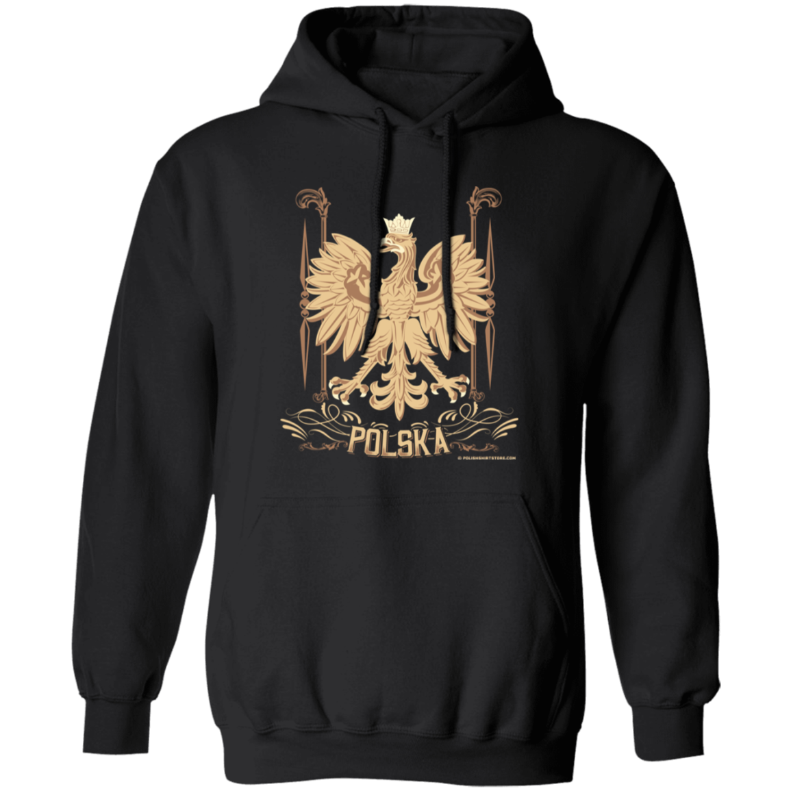 Polska Gold Polish Eagle Apparel CustomCat G185 Pullover Hoodie Black S