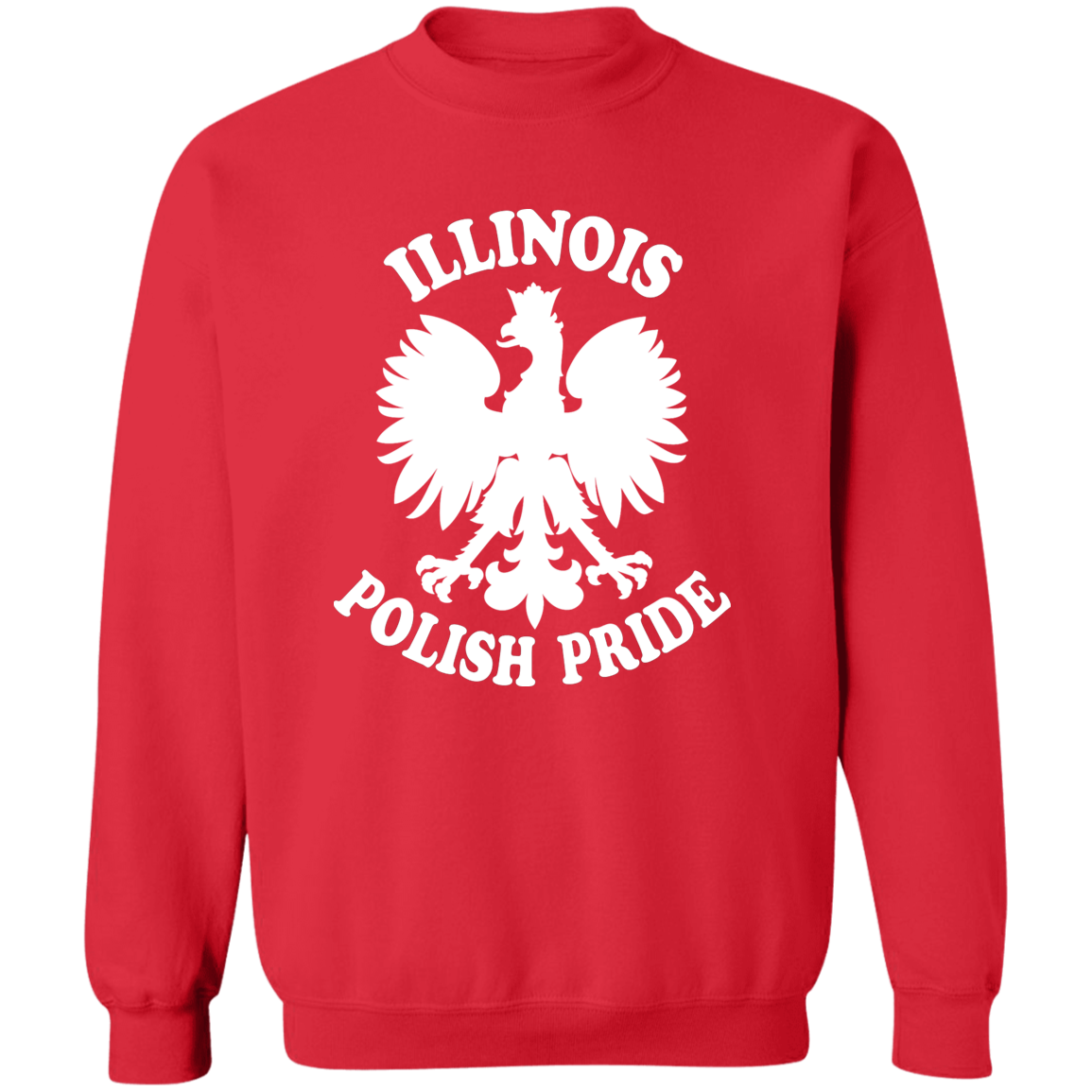 Illinois Polish Pride Apparel CustomCat G180 Crewneck Pullover Sweatshirt Red S