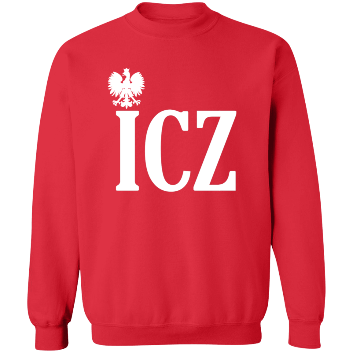 ICZ Polish Surname Ending Apparel CustomCat G180 Crewneck Pullover Sweatshirt Red S