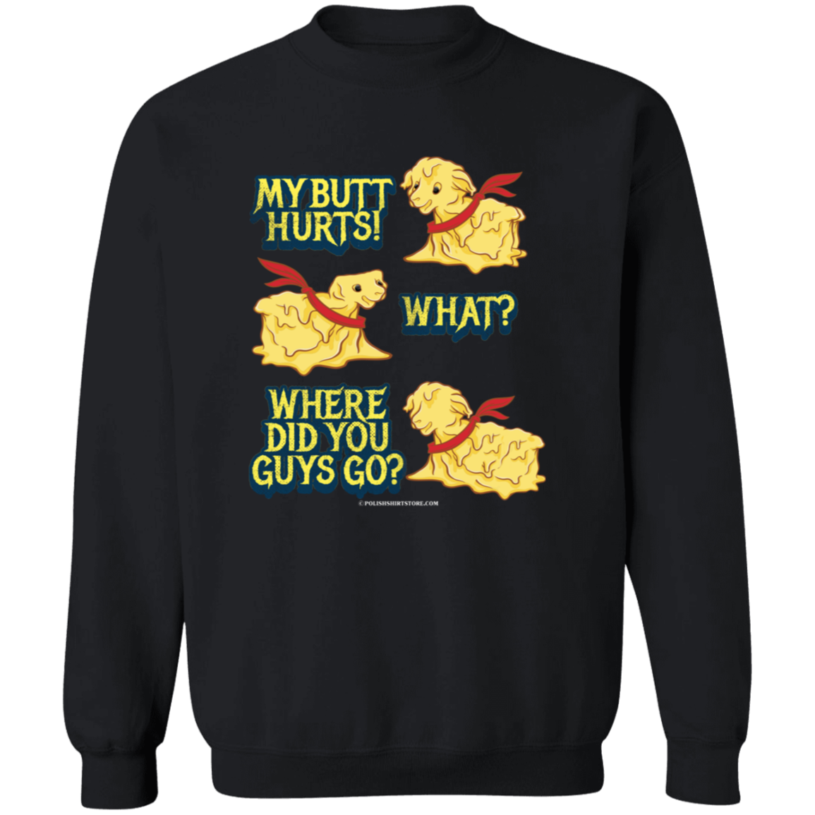 Polish Butter Lamb Humor Apparel CustomCat G180 Crewneck Pullover Sweatshirt Black S