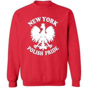 New York  Polish Pride - G180 Crewneck Pullover Sweatshirt / Red / S - Polish Shirt Store
