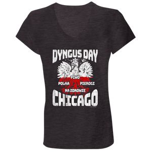 Dyngus Day Chicago - B6005 Ladies' Jersey V-Neck T-Shirt / Dark Grey Heather / S - Polish Shirt Store