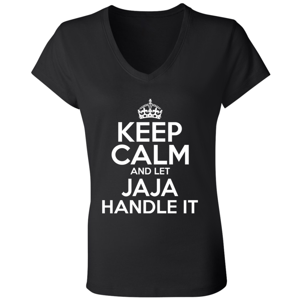 Keep Calm And Let Jaja Handle It Apparel CustomCat B6005 Ladies' Jersey V-Neck T-Shirt Black S