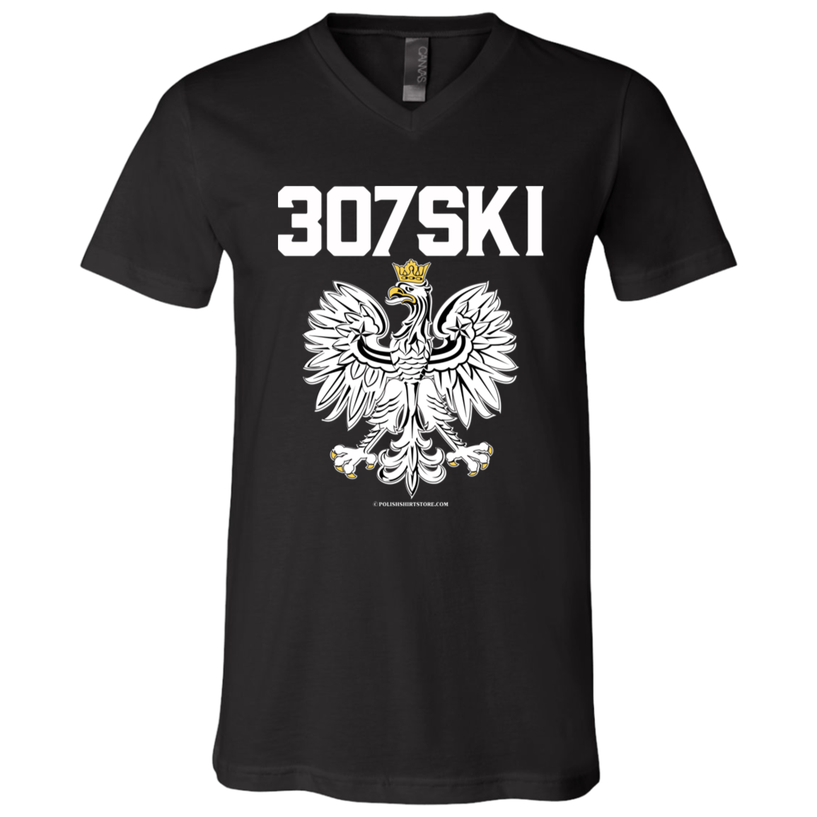 307SKI Apparel CustomCat 3005 Unisex Jersey SS V-Neck T-Shirt Black X-Small