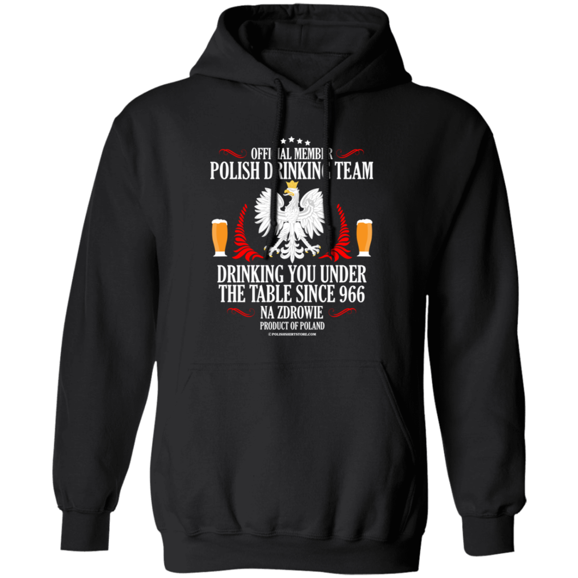 Official Member Of The Polish Drinking Team Apparel CustomCat G185 Pullover Hoodie Black S