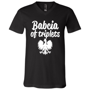 Babcia of Triplets - 3005 Unisex Jersey SS V-Neck T-Shirt / Black / X-Small - Polish Shirt Store