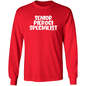 Senior Pierogi Specialist - G240 LS Ultra Cotton T-Shirt / Red / S - Polish Shirt Store