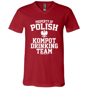 Property of Polish Kompot Drinking Team - 3005 Unisex Jersey SS V-Neck T-Shirt / Canvas Red / X-Small - Polish Shirt Store