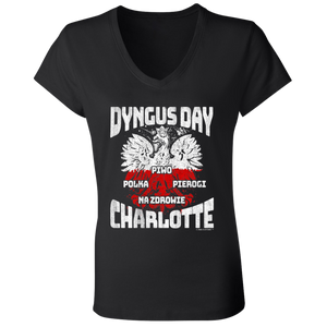 Dyngus Day Charlotte - B6005 Ladies' Jersey V-Neck T-Shirt / Black / S - Polish Shirt Store