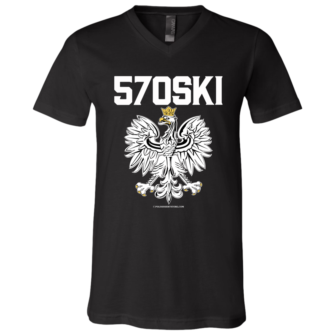 570SKI Apparel CustomCat 3005 Unisex Jersey SS V-Neck T-Shirt Black X-Small