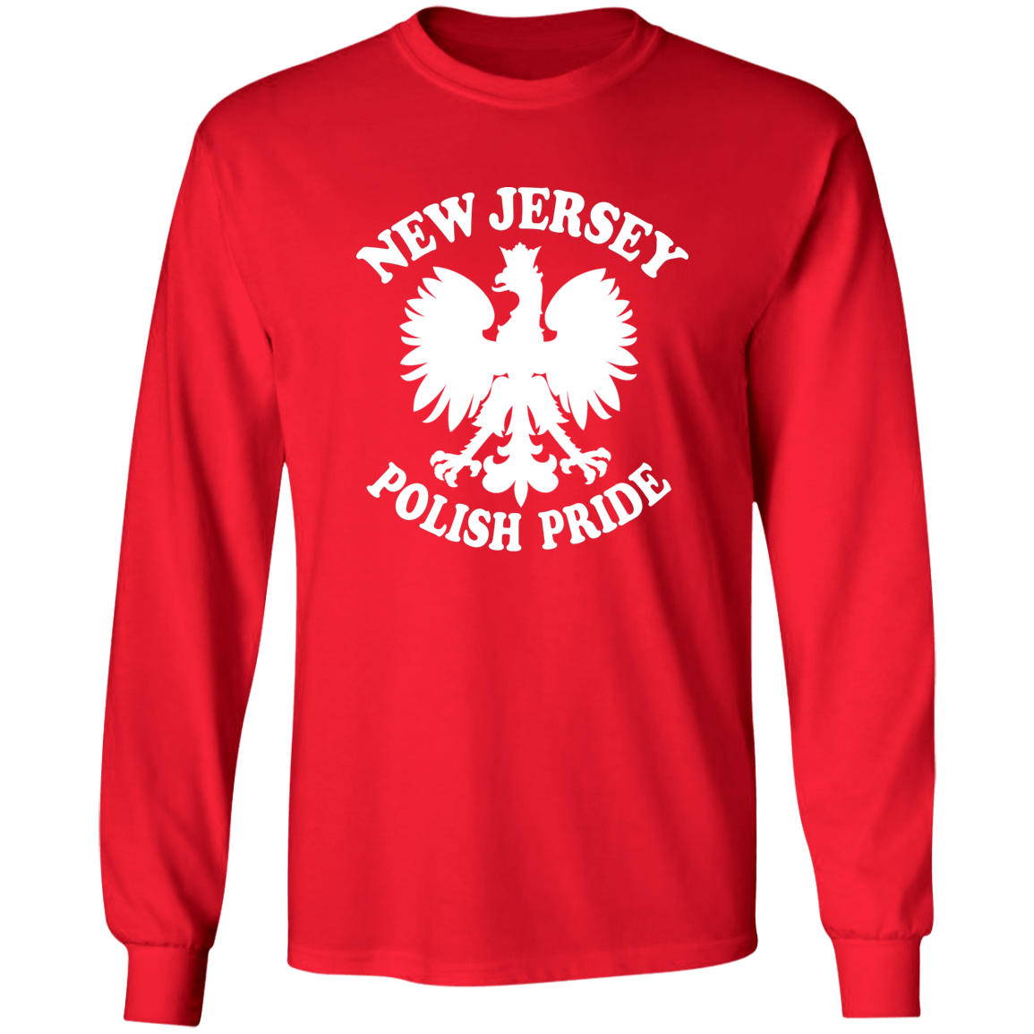 New Jersey Polish Pride Apparel CustomCat G540 LS T-Shirt Red S
