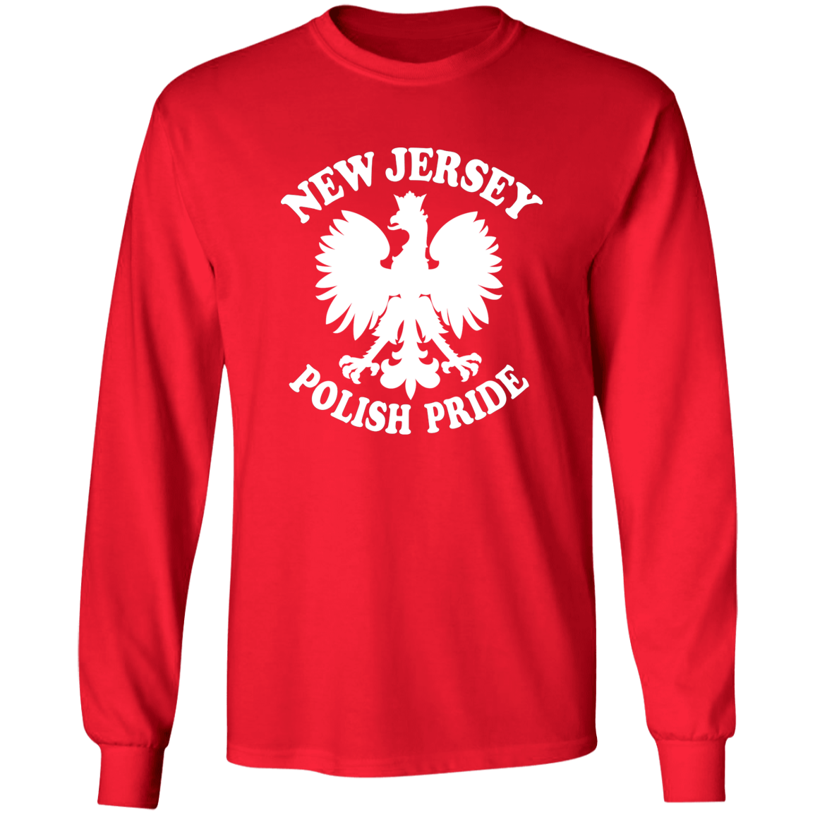 New Jersey Polish Pride Apparel CustomCat G240 LS Ultra Cotton T-Shirt Red S