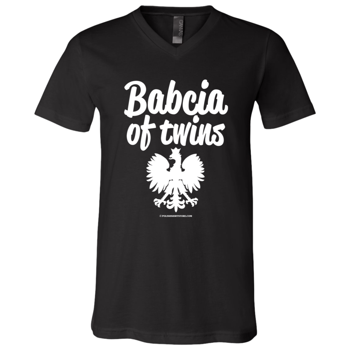 Babcia Of Twins Apparel CustomCat 3005 Unisex Jersey SS V-Neck T-Shirt Black X-Small