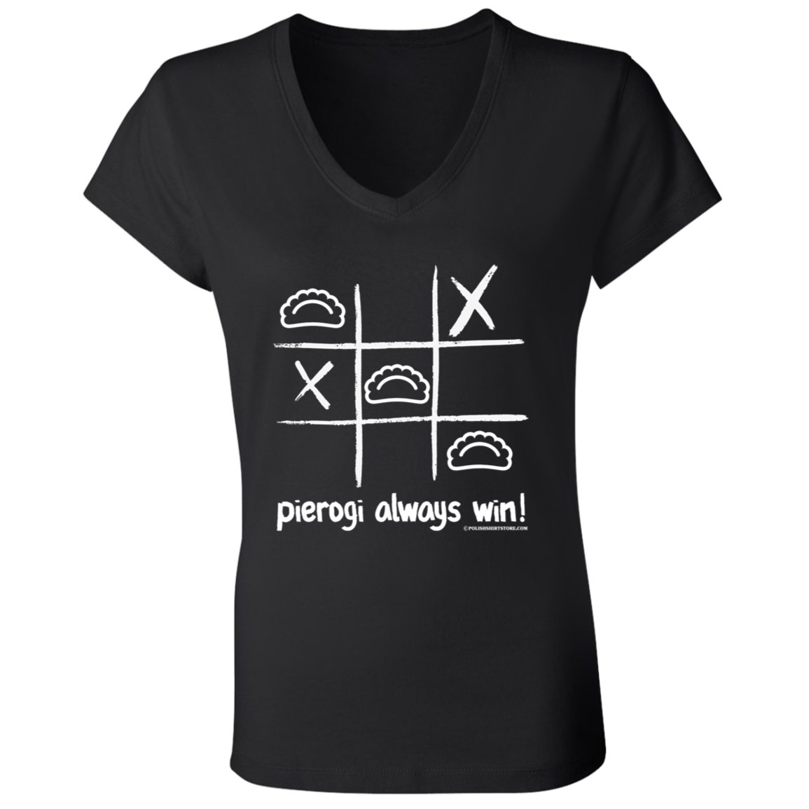 Pierogi Always Win Apparel CustomCat B6005 Ladies' Jersey V-Neck T-Shirt Black S