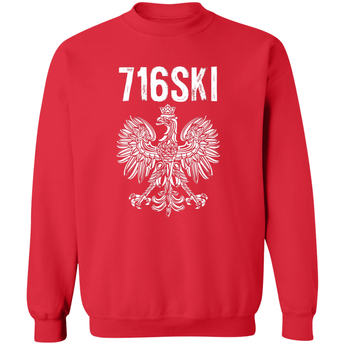716SKI Buffalo New York Polish Pride Apparel CustomCat G180 Crewneck Pullover Sweatshirt Red S