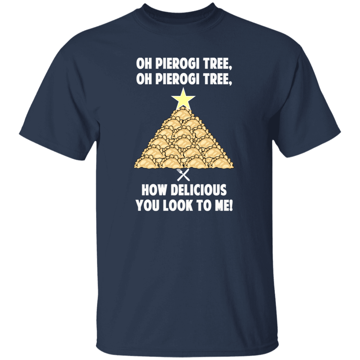 Pierogi Tree T-Shirt - The Original T-Shirts CustomCat Navy S 