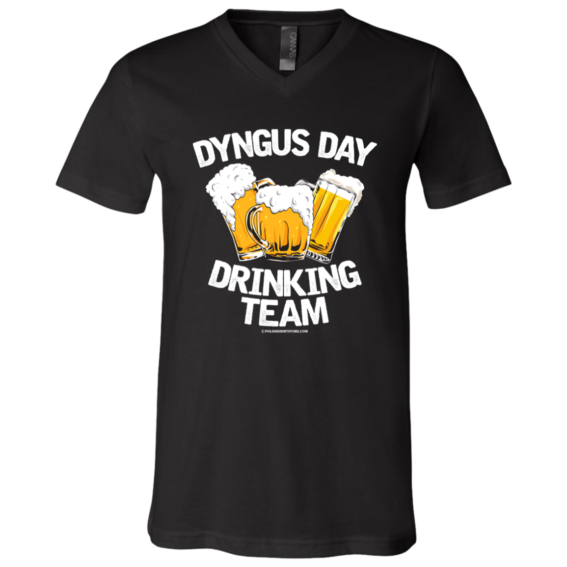 Dyngus Day Drinking Team Apparel CustomCat 3005 Unisex Jersey SS V-Neck T-Shirt Black X-Small