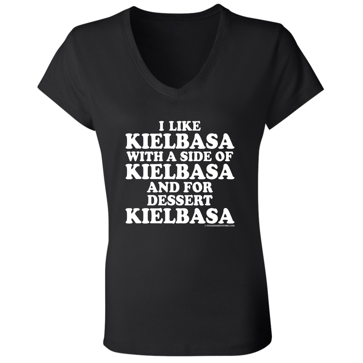 Kielbasa With A Side Of Kielbasa Apparel CustomCat B6005 Ladies' Jersey V-Neck T-Shirt Black S