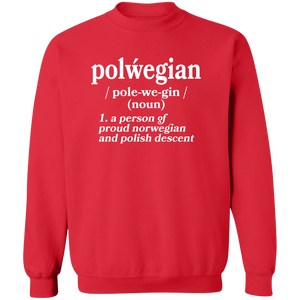 Polwegian - Norwegian and Polish Descent - G180 Crewneck Pullover Sweatshirt / Red / S - Polish Shirt Store