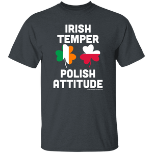 Irish Temper Polish Attitude - G500 5.3 oz. T-Shirt / Dark Heather / S - Polish Shirt Store