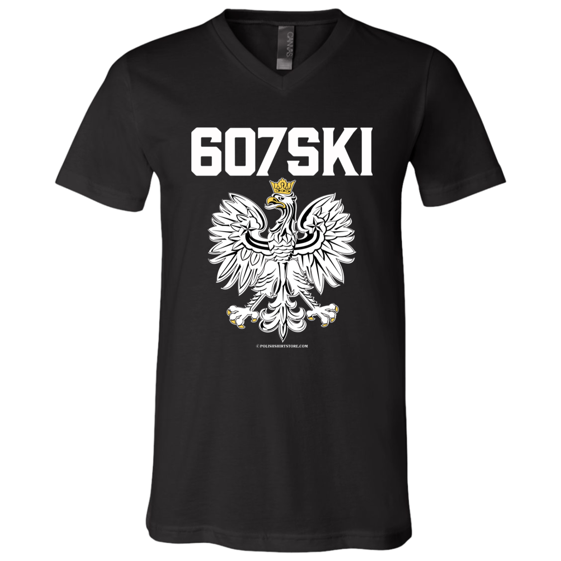 607SKI Apparel CustomCat 3005 Unisex Jersey SS V-Neck T-Shirt Black X-Small