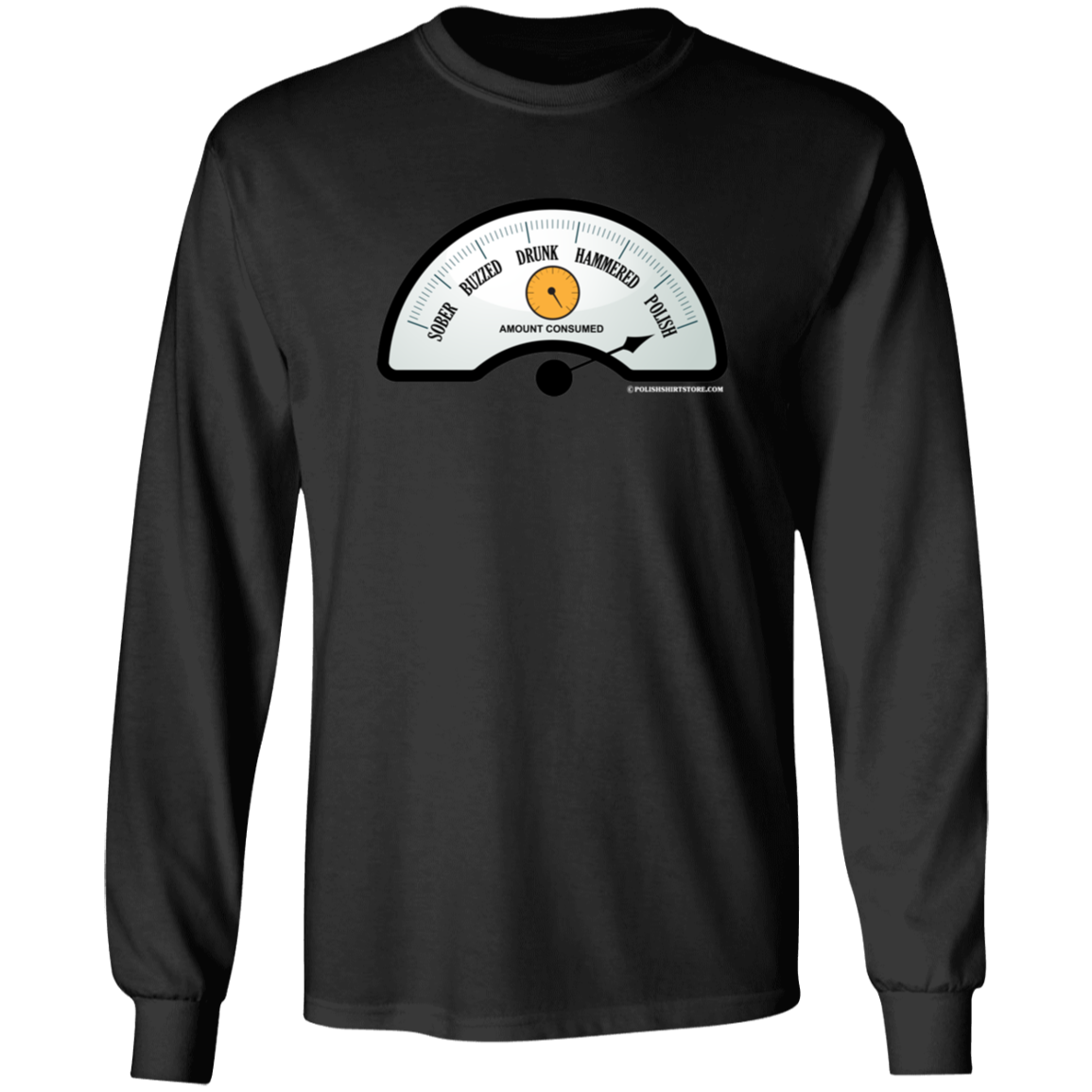 Polish Drinking Meter Apparel CustomCat G540 LS T-Shirt Black S
