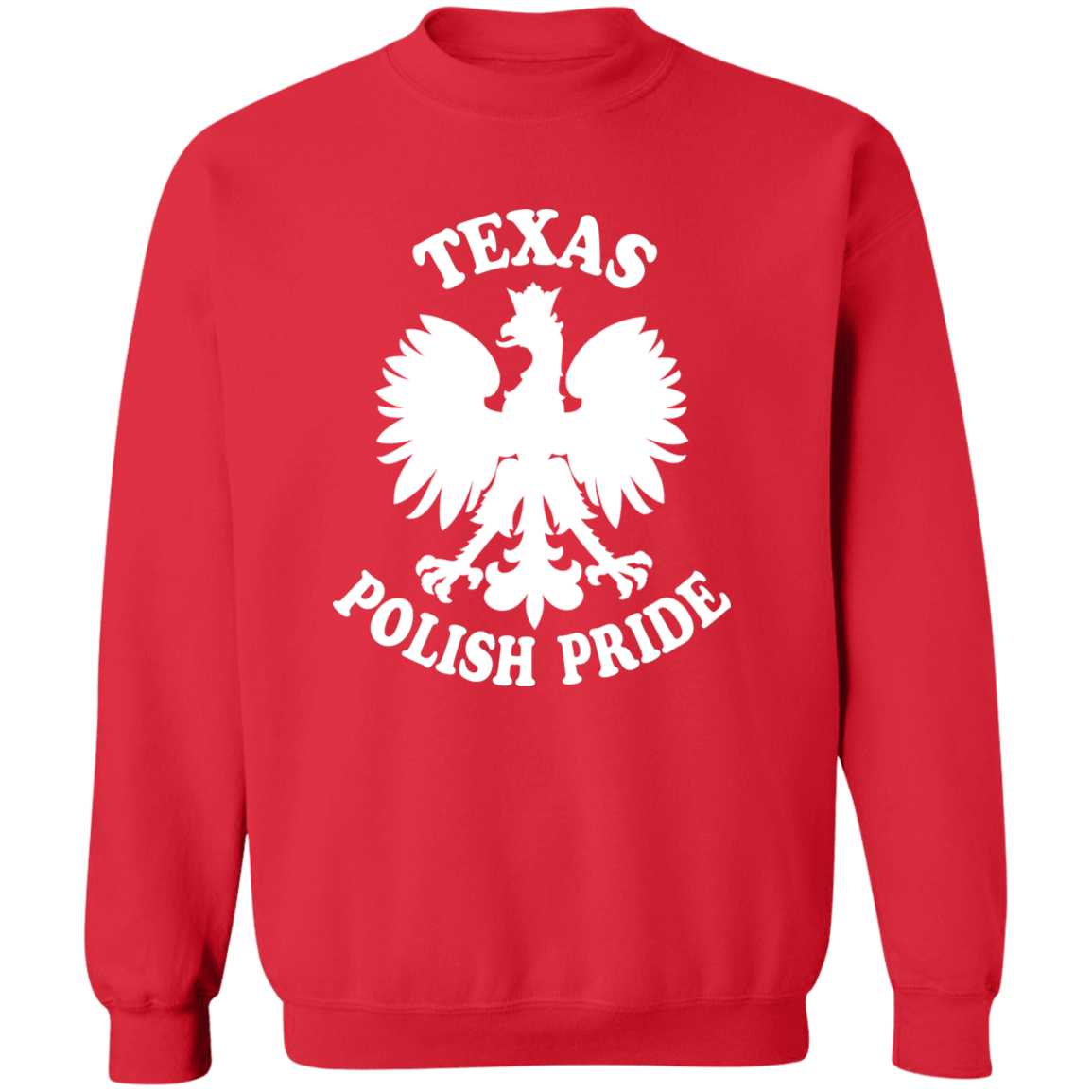 Texas  Polish Pride Apparel CustomCat G180 Crewneck Pullover Sweatshirt Red S