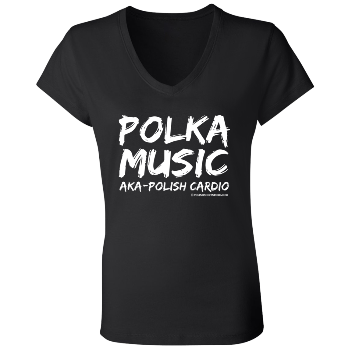 Polka Music AKA Polish Cardio Apparel CustomCat B6005 Ladies' Jersey V-Neck T-Shirt Black S
