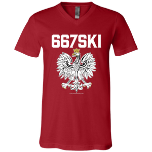 667SKI - 3005 Unisex Jersey SS V-Neck T-Shirt / Canvas Red / X-Small - Polish Shirt Store
