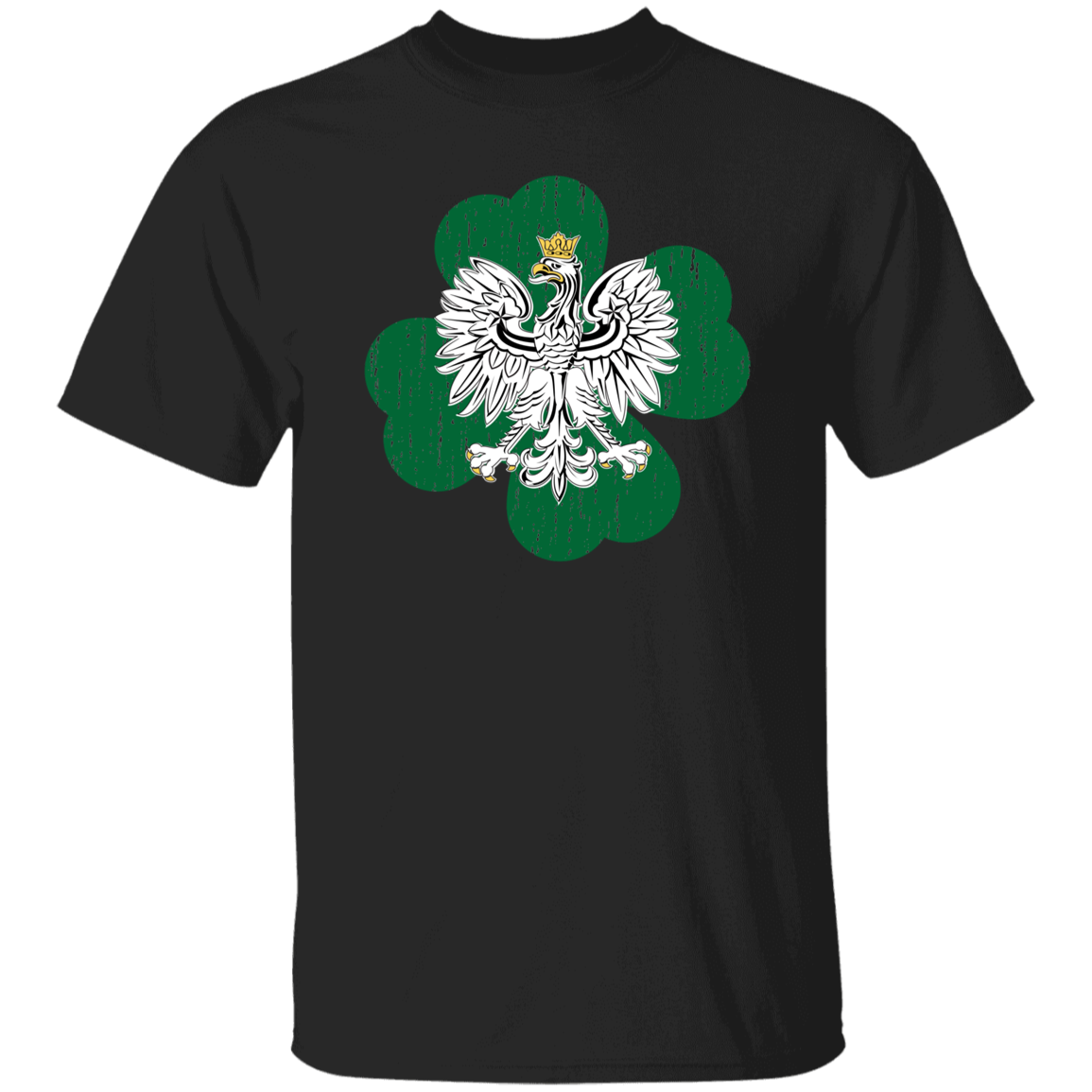 Polish Eagle Irish Clover Apparel CustomCat G500 5.3 oz. T-Shirt Black S